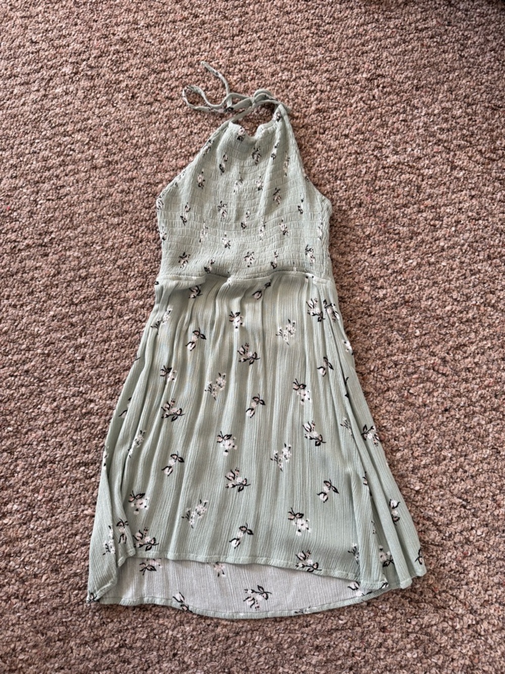 Mimi Chica Sage Green Floral Halter Mini Dress